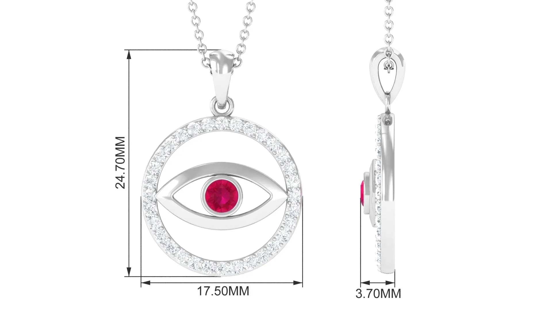 Ruby Evil Eye Pendant with Diamond Eternity Circle