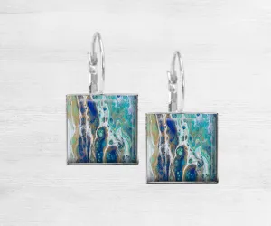 Sapphire Shores Square Dangle Earrings | Handmade Earrings | Beach Jewelry