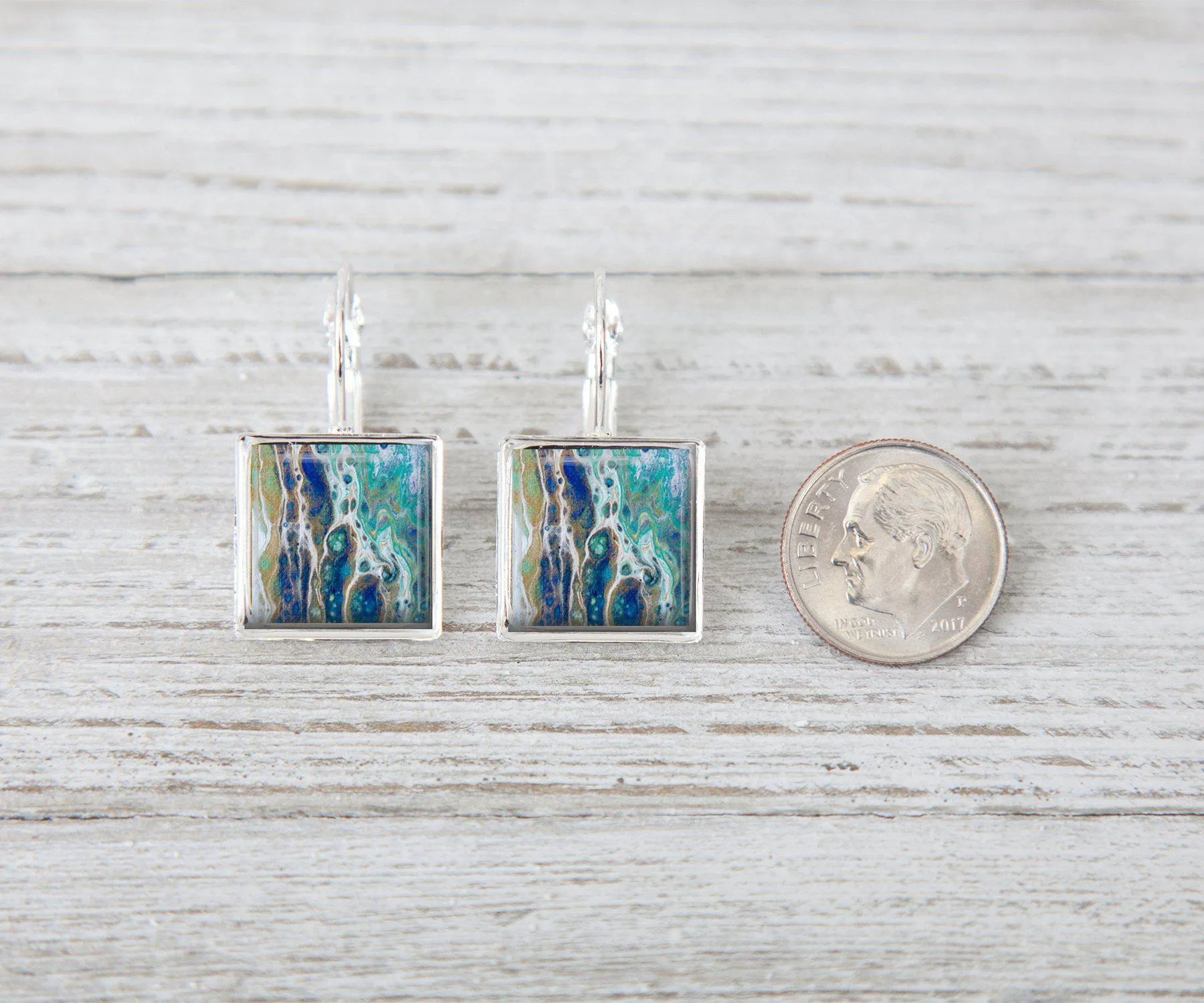 Sapphire Shores Square Dangle Earrings | Handmade Earrings | Beach Jewelry