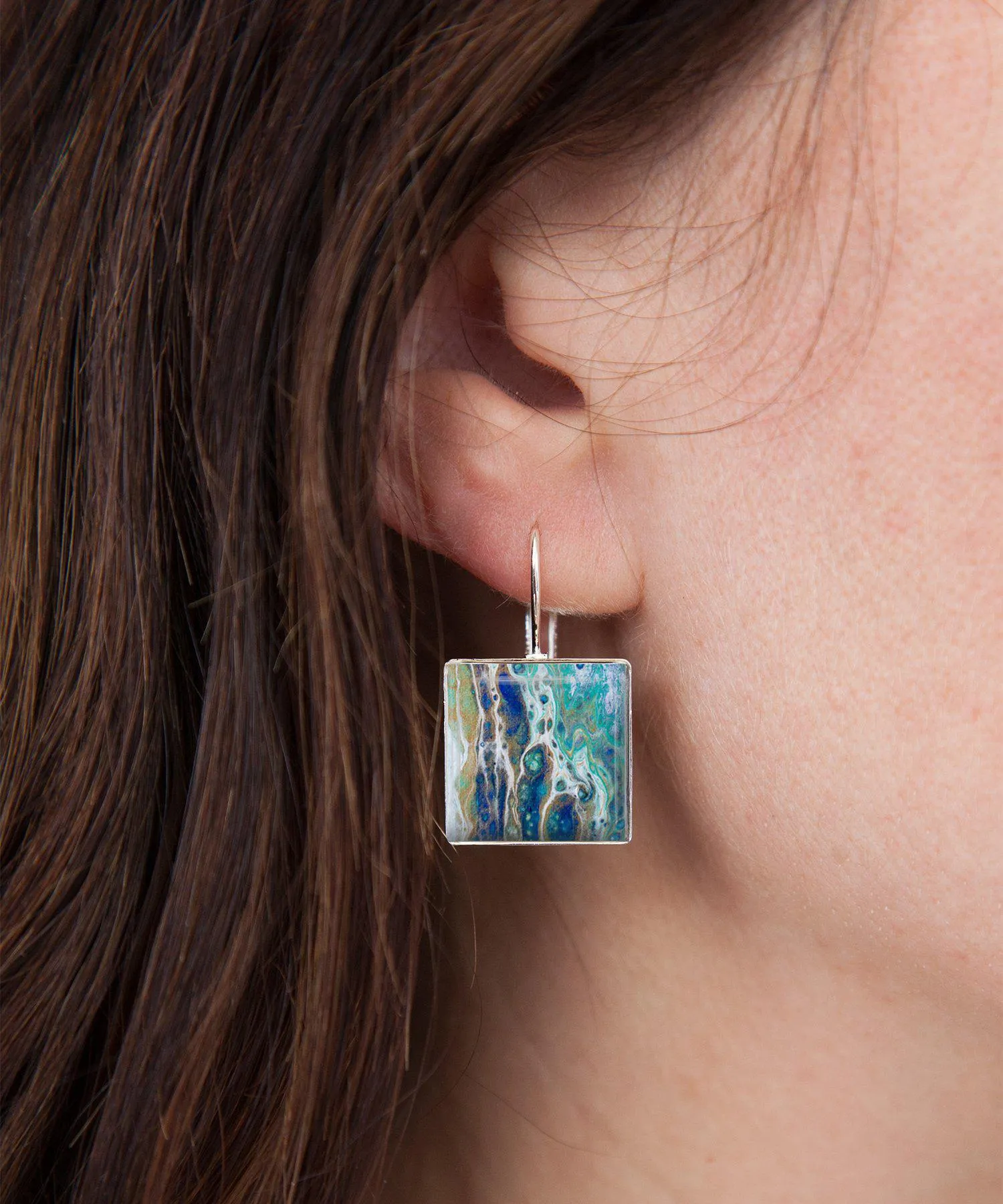 Sapphire Shores Square Dangle Earrings | Handmade Earrings | Beach Jewelry