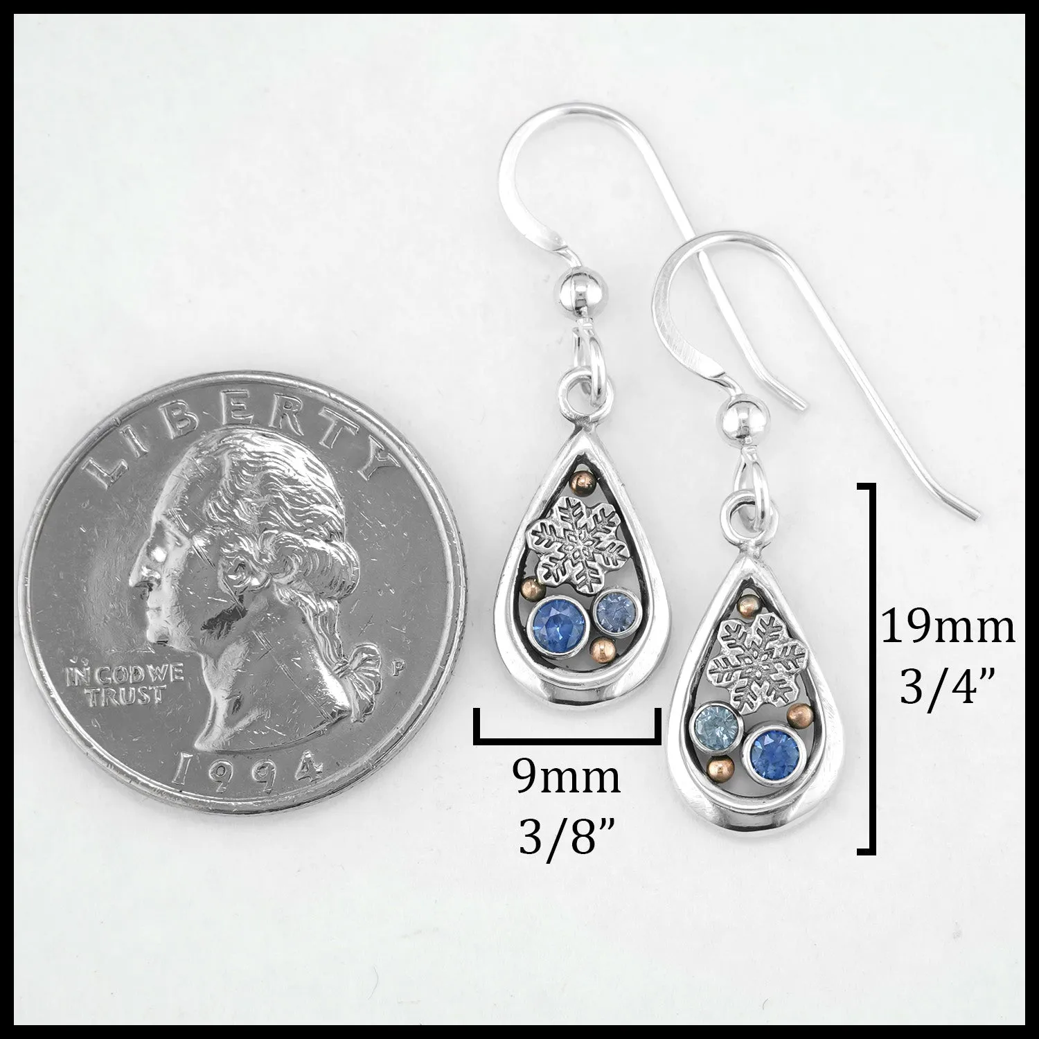 Sapphire Snowflake Drop Earrings