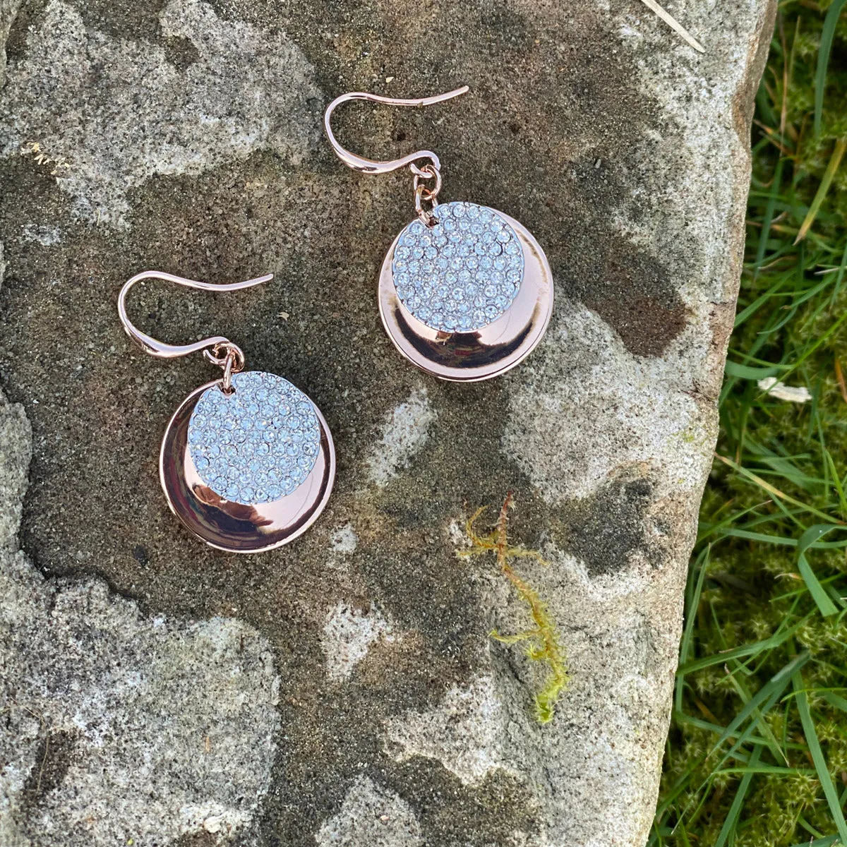 Sierra Two Tone Silver Rose Gold Earrings