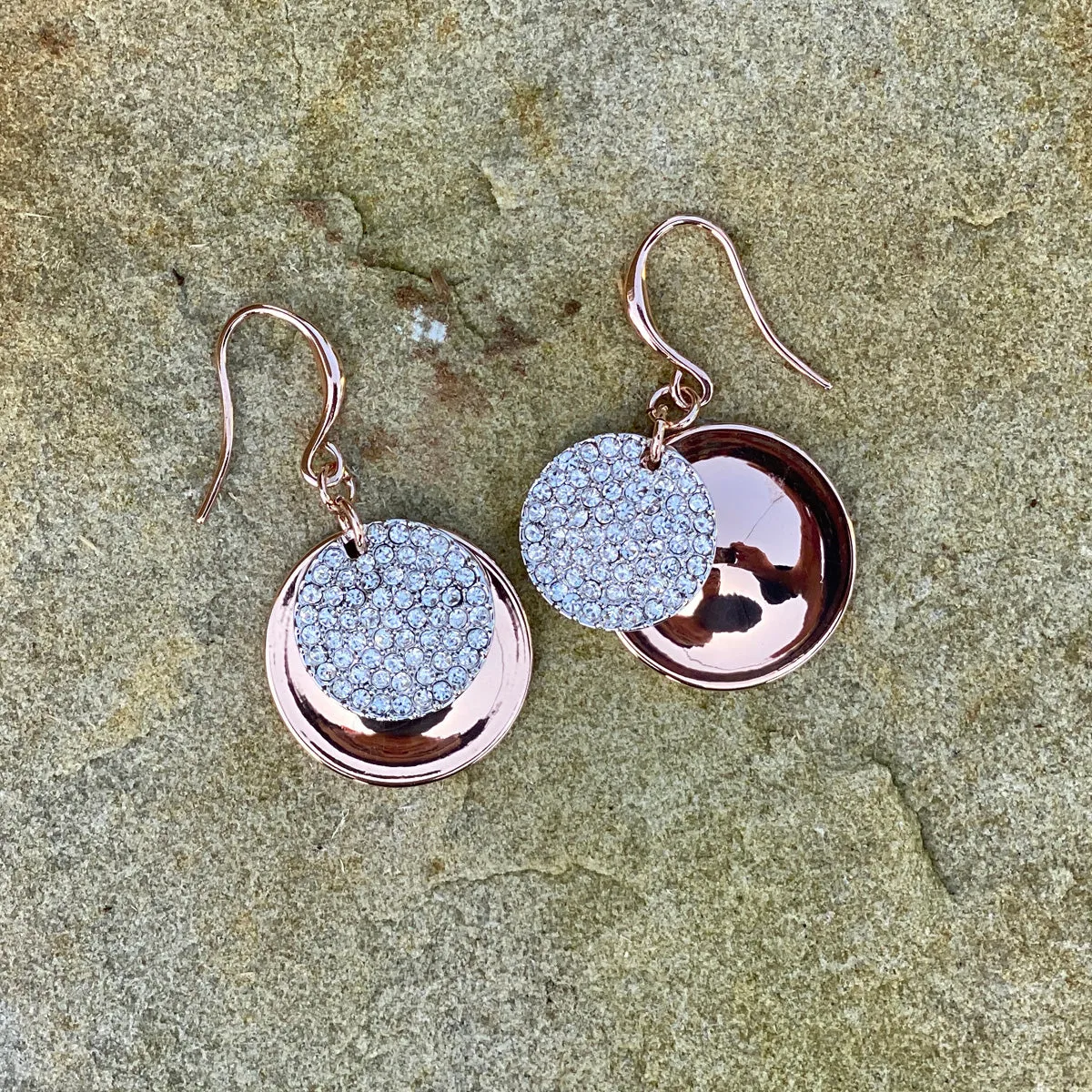 Sierra Two Tone Silver Rose Gold Earrings