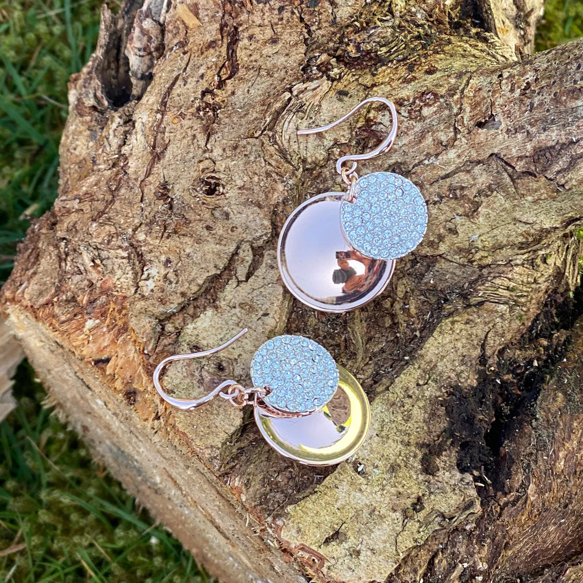 Sierra Two Tone Silver Rose Gold Earrings