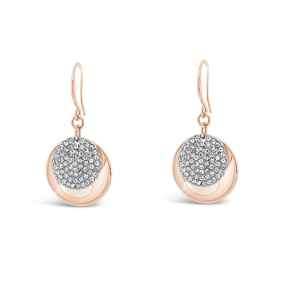 Sierra Two Tone Silver Rose Gold Earrings