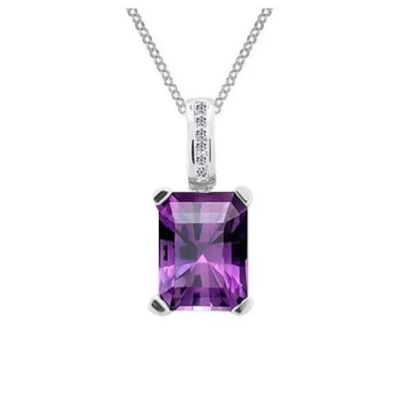 Silver, Amethyst and cubic zirconia pendant