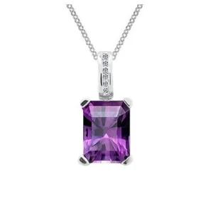 Silver, Amethyst and cubic zirconia pendant
