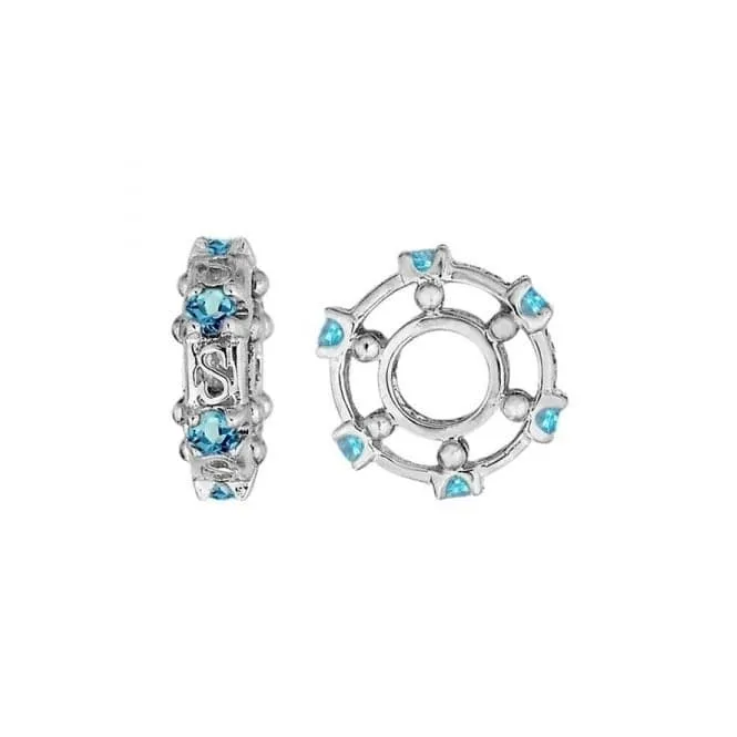 Silver & Swiss Blue Topaz Wheel Charm S080SW