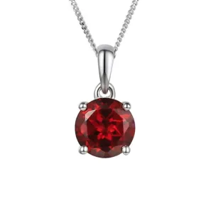 Silver and Garnet claw set round pendant