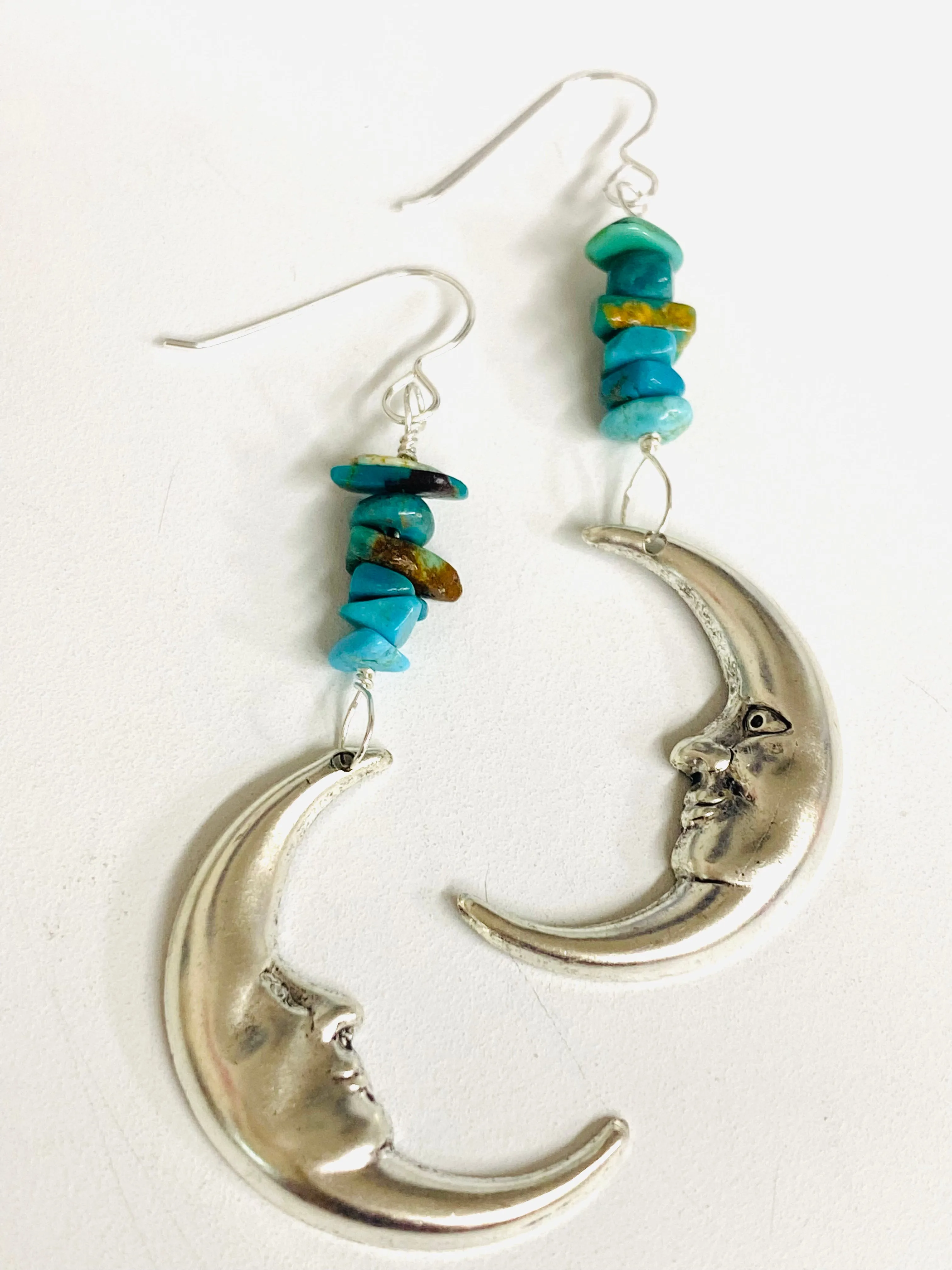 Silver Moon Earrings/ Gemstone Moon Earrings/Golden Moon Earrings