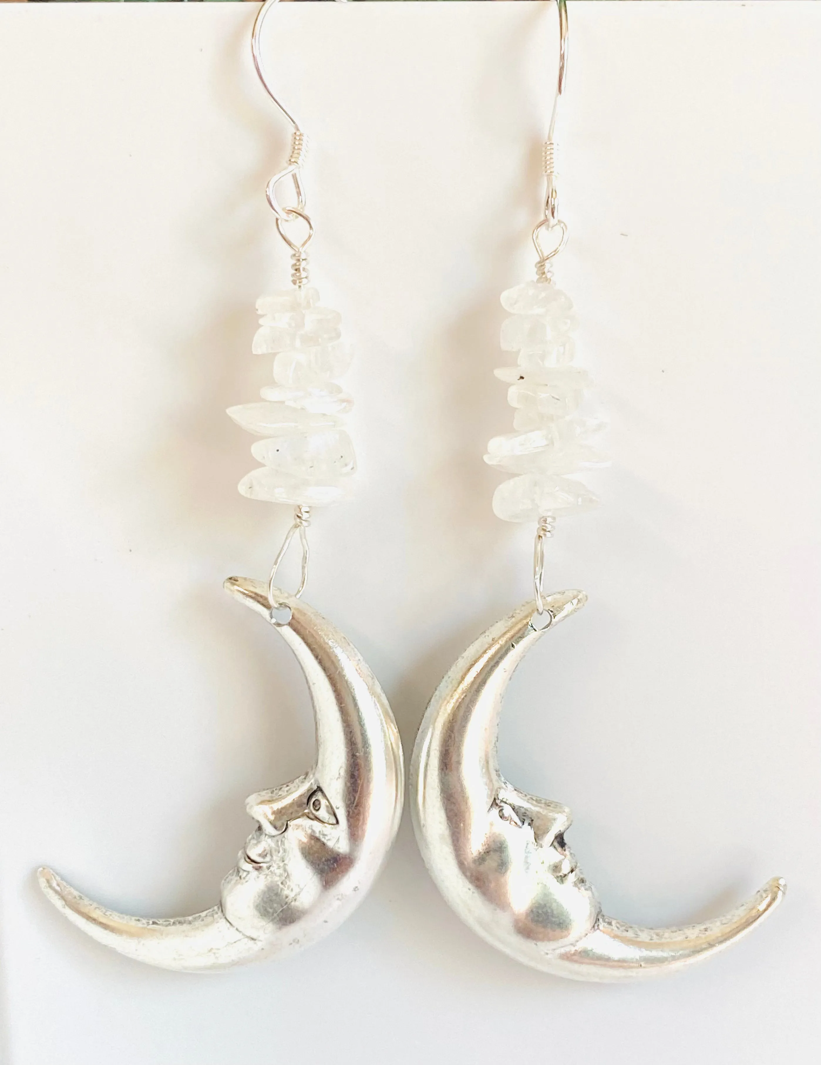 Silver Moon Earrings/ Gemstone Moon Earrings/Golden Moon Earrings