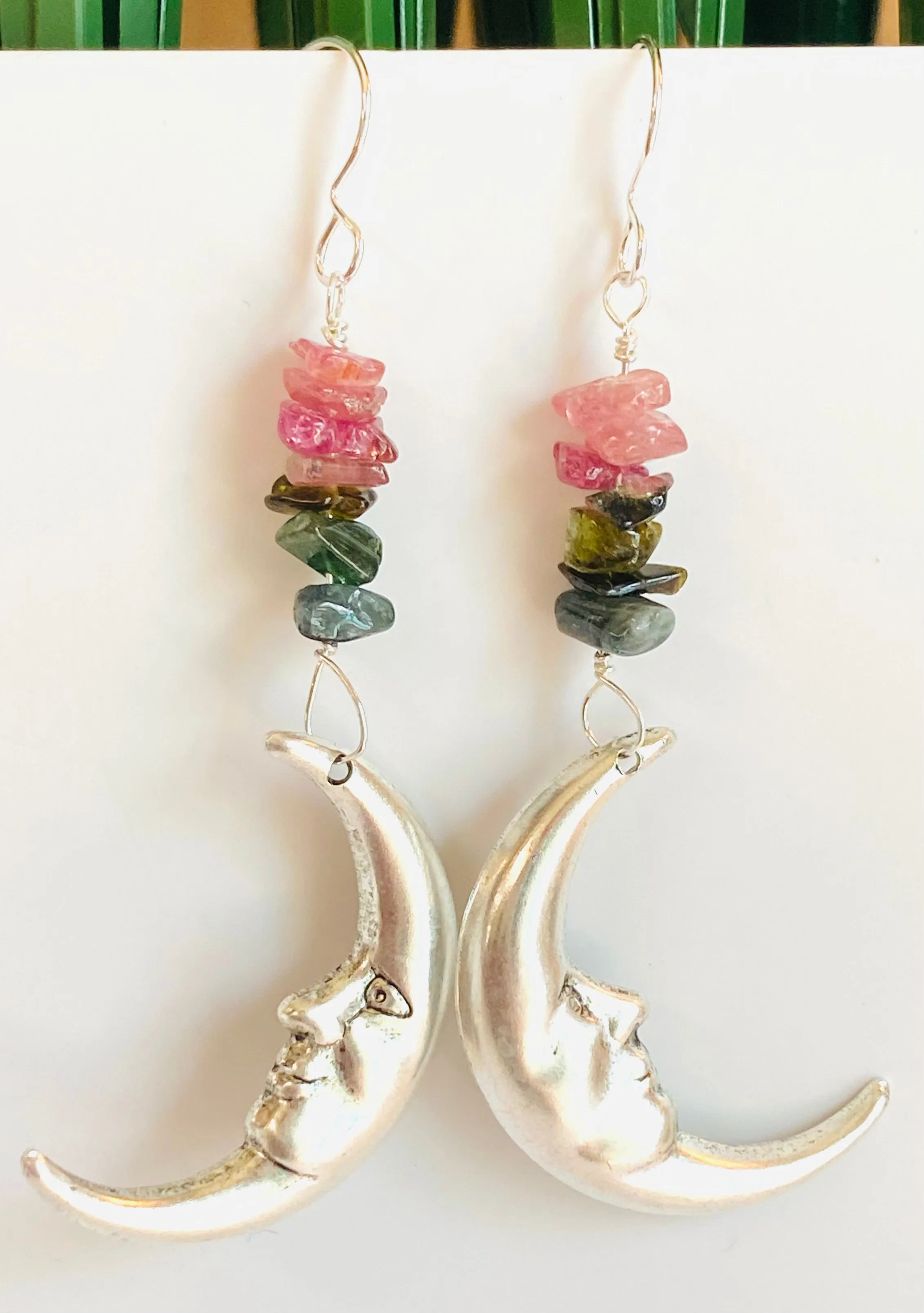 Silver Moon Earrings/ Gemstone Moon Earrings/Golden Moon Earrings