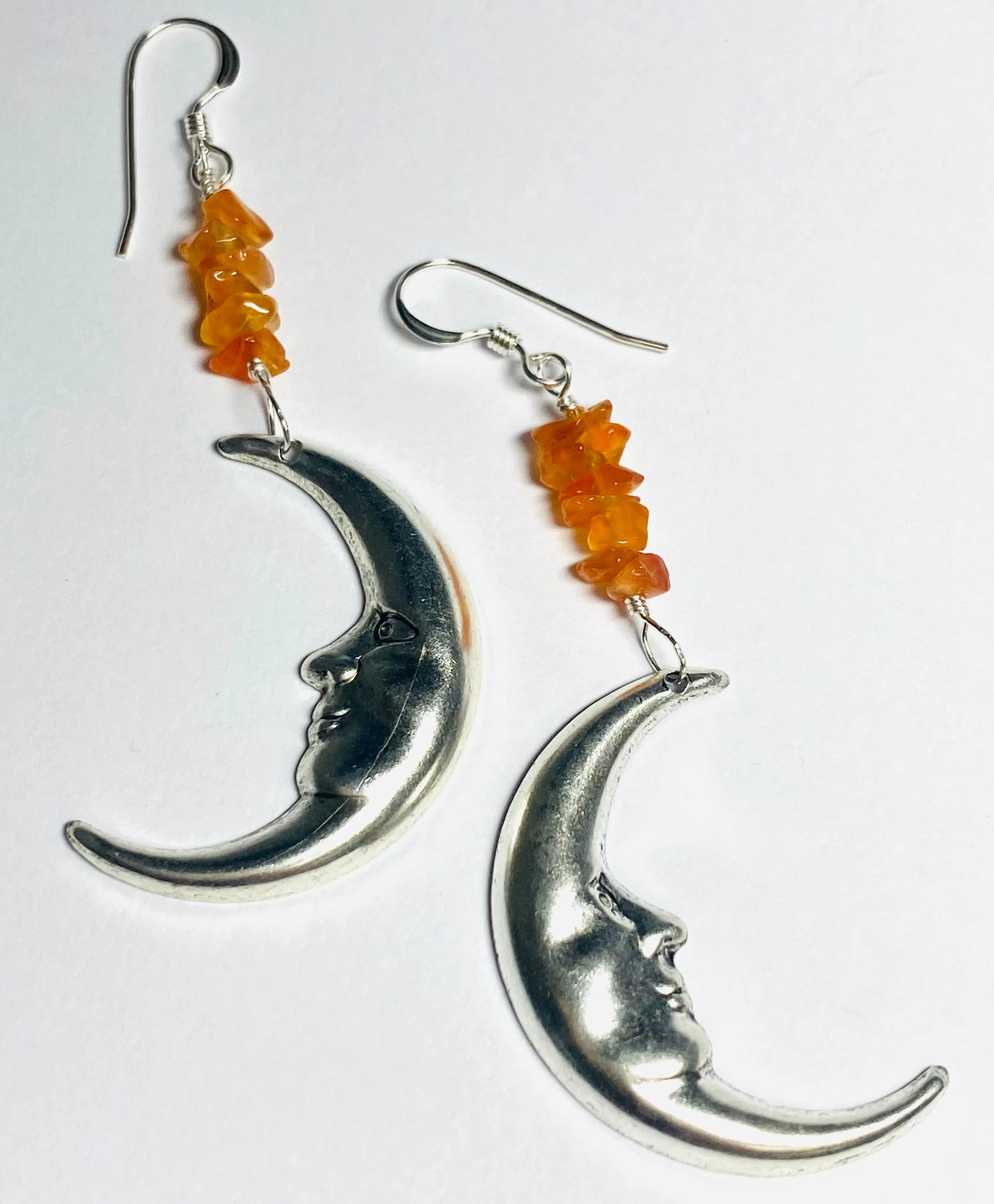 Silver Moon Earrings/ Gemstone Moon Earrings/Golden Moon Earrings