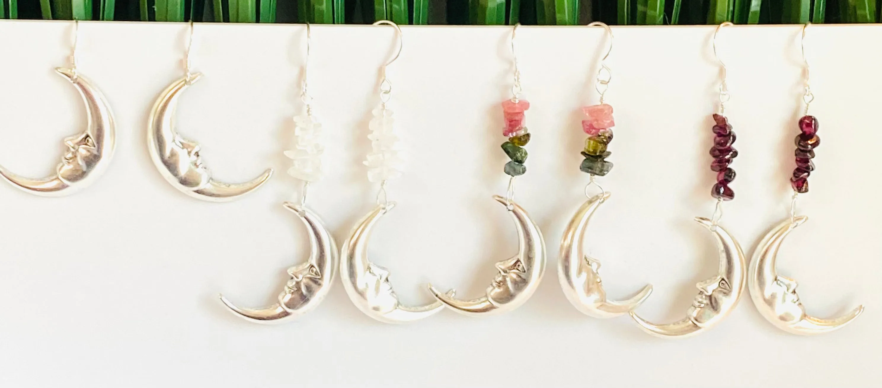 Silver Moon Earrings/ Gemstone Moon Earrings/Golden Moon Earrings
