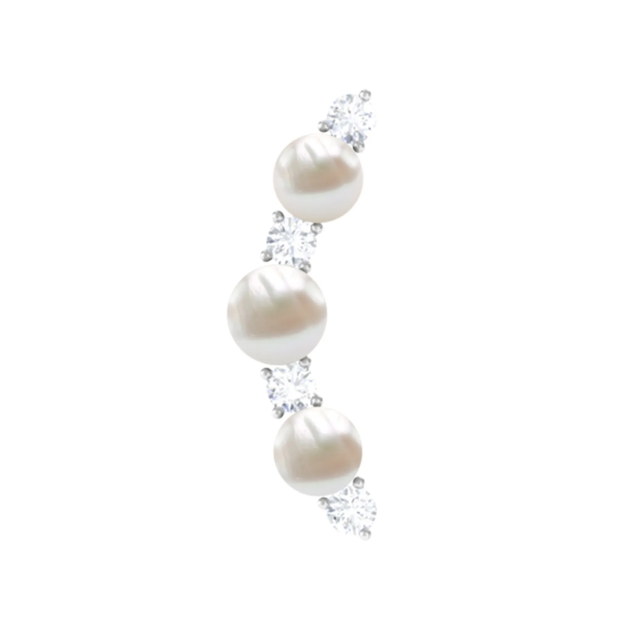 Simple Freshwater Pearl and Moissanite Climber Earring