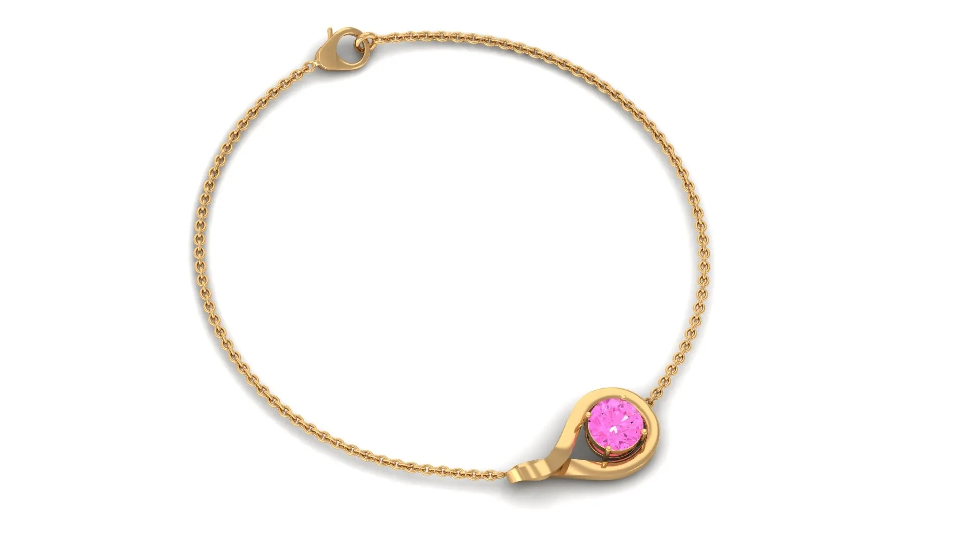 Simple Round Pink Sapphire Infinity Chain Bracelet