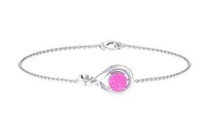Simple Round Pink Sapphire Infinity Chain Bracelet