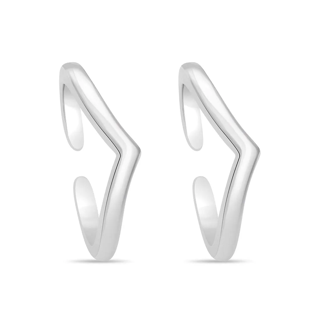 Sleek V-Shaped Rhodium-Plated 925 Sterling Silver Toe Rings