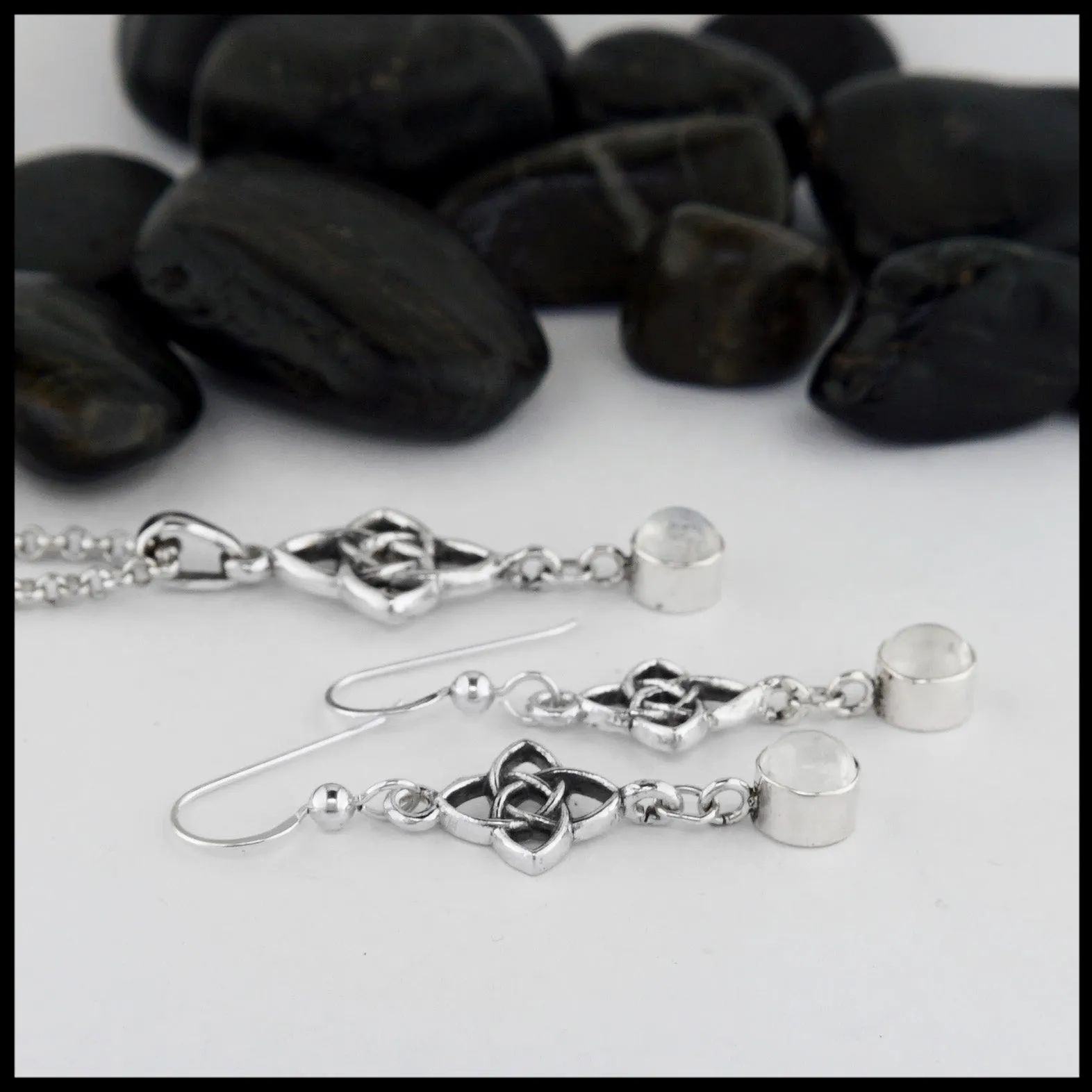 Starlight Pendant and Earring Set with Moonstone