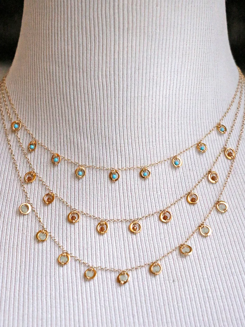Susan Rifkin Wire Wrapped Multi Crystal Charm Necklace | Gold Filled