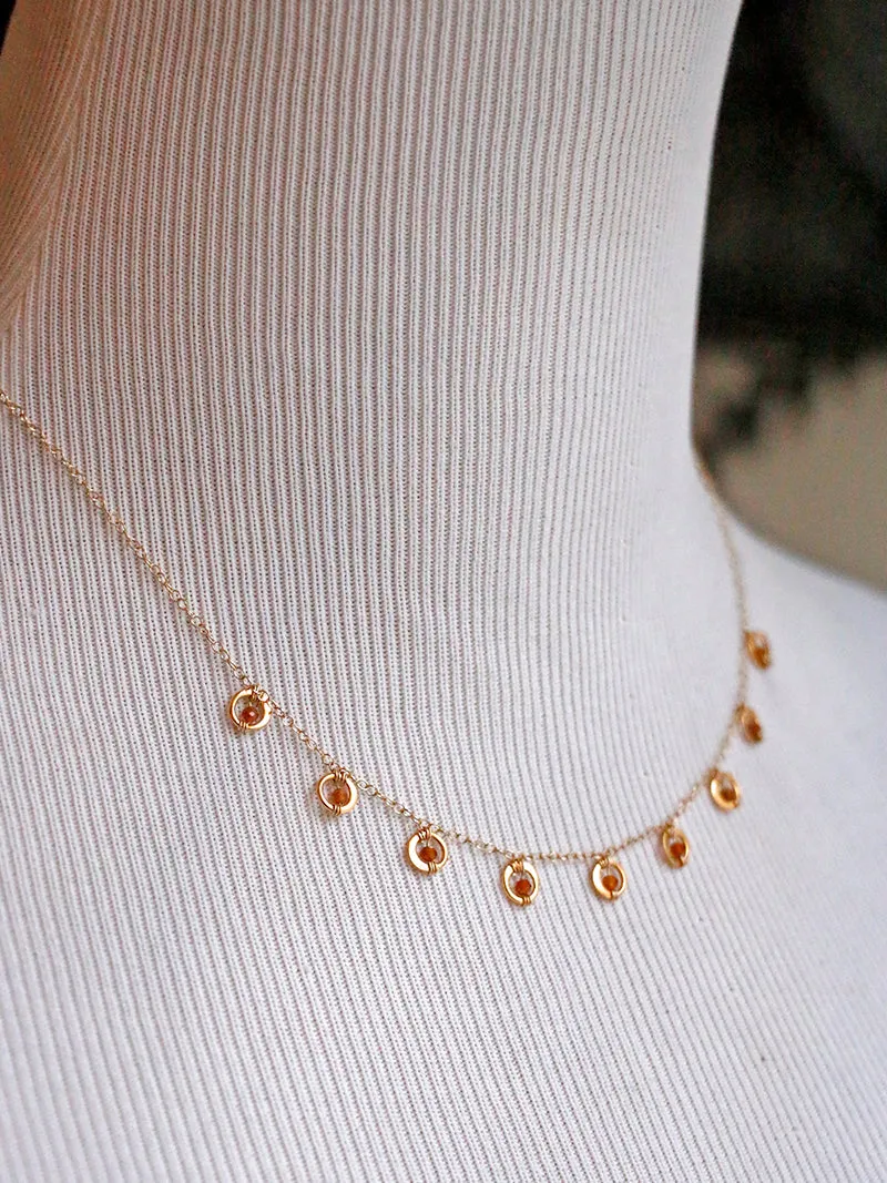 Susan Rifkin Wire Wrapped Multi Crystal Charm Necklace | Gold Filled