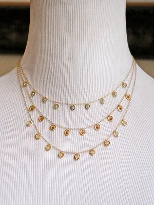 Susan Rifkin Wire Wrapped Multi Crystal Charm Necklace | Gold Filled