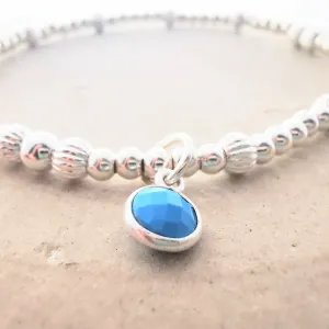 SYDNEY Sterling Silver Bead Bracelet with Turquoise