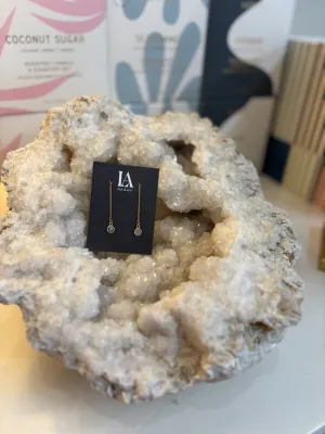 Threader Earrings with Moonstone Drop