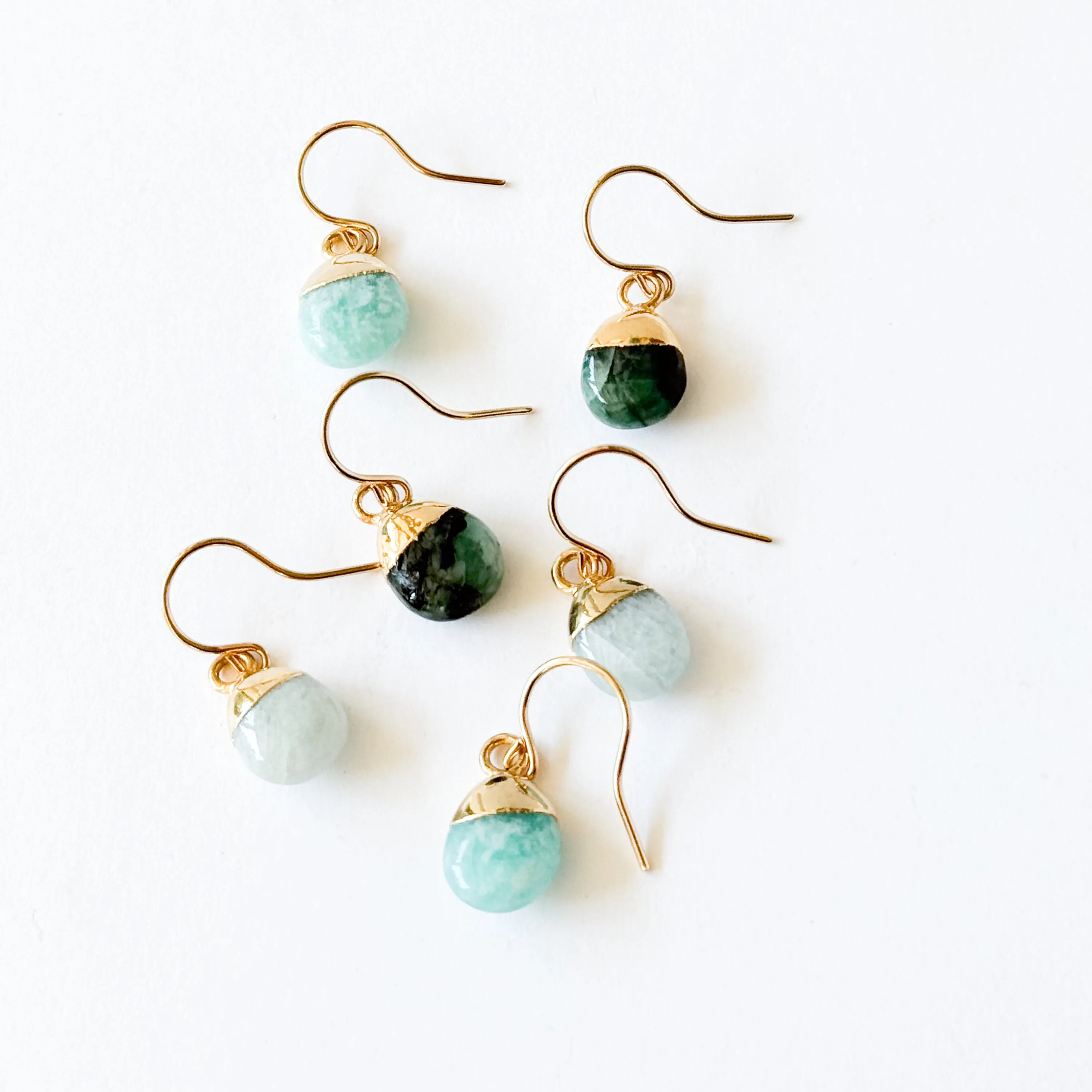 Tiny Gemstone Charm Earrings