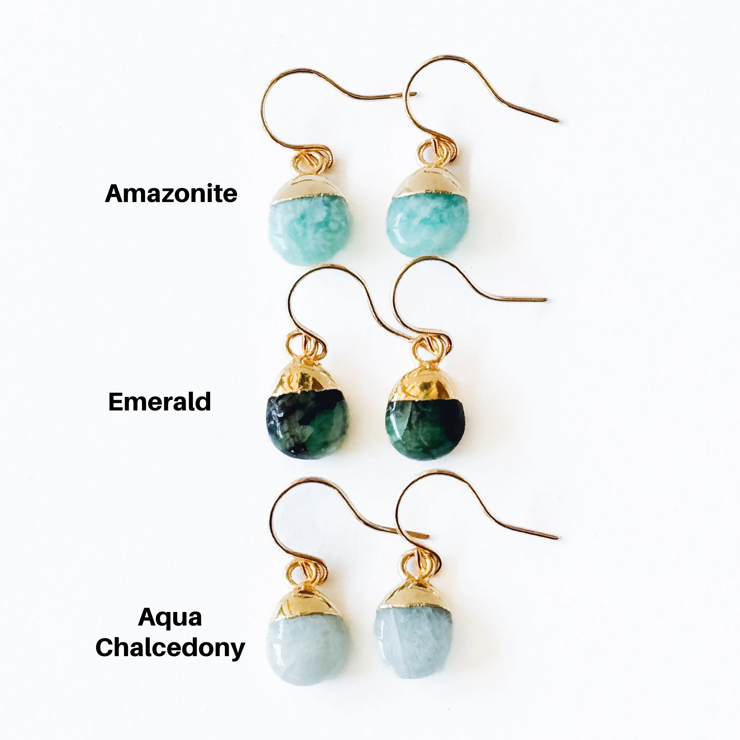 Tiny Gemstone Charm Earrings