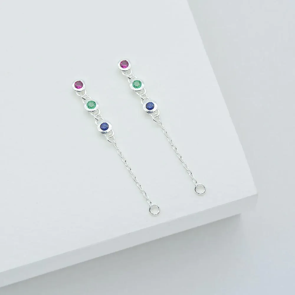 Trilogy Satellite Chain Drop Earrings - Silver Multicolour