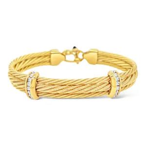 Triple Cable   Diamond Bar Mariner Bracelet