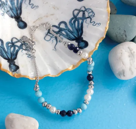 Tumble Azure Gemstone Beaded Bracelet