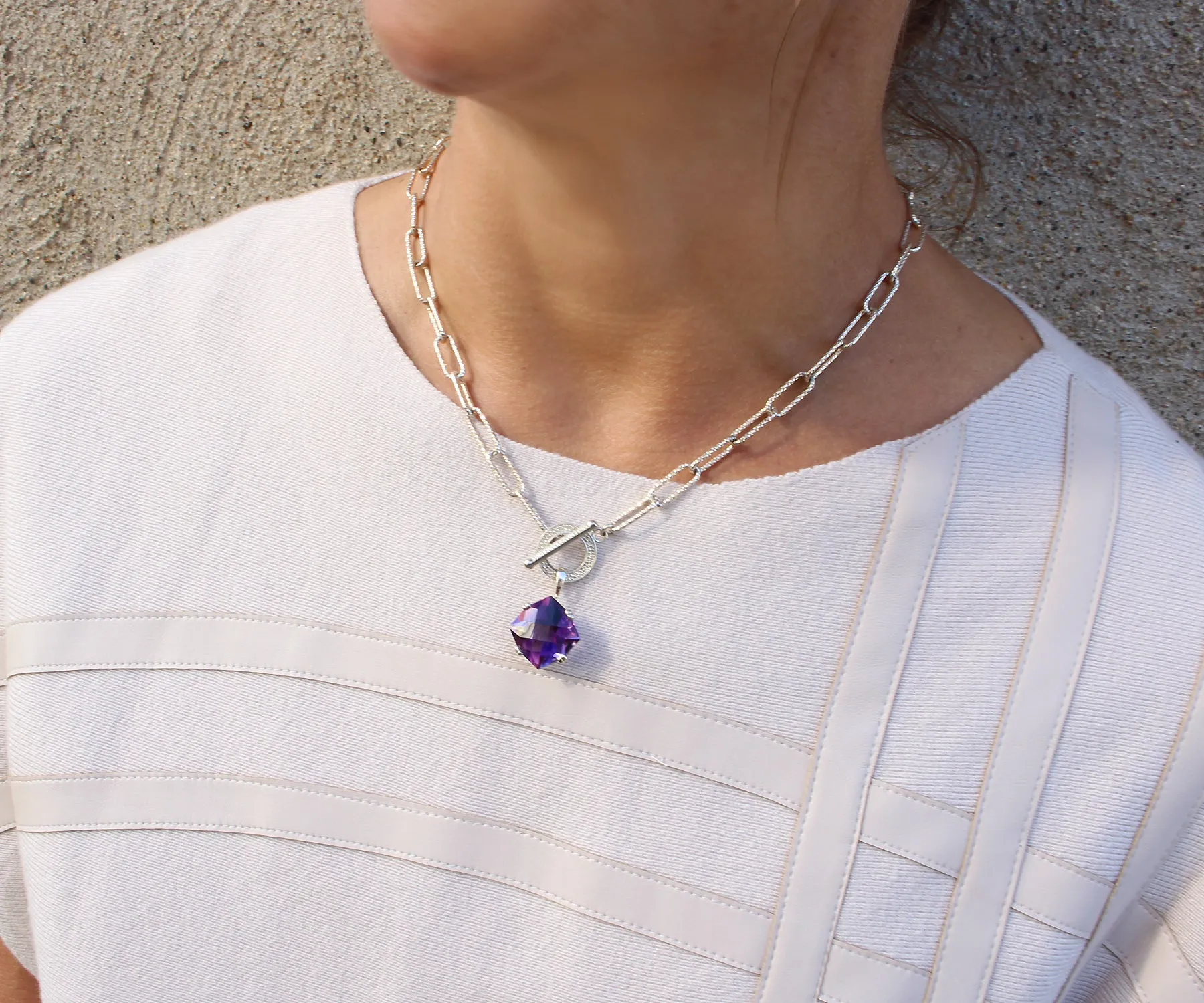 Twilight Amethyst Toggle Silver Necklace