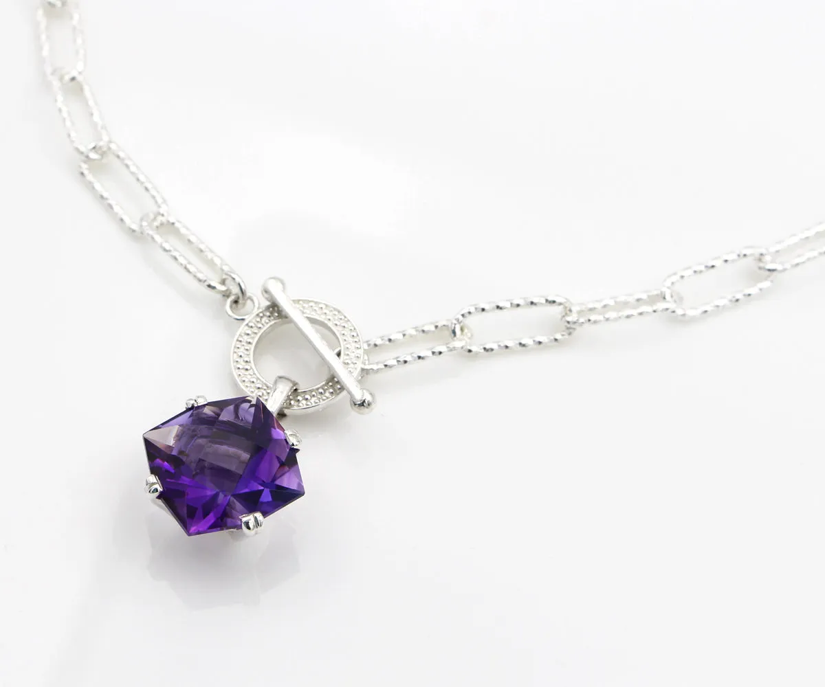 Twilight Amethyst Toggle Silver Necklace