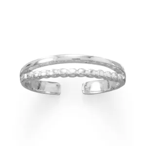 Two Row Bead and Band Toe Ring