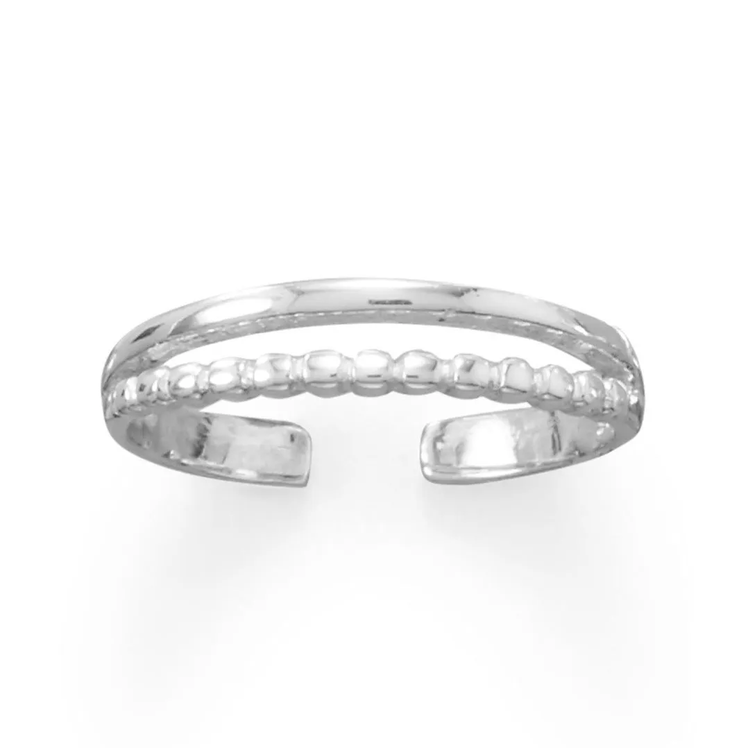 Two Row Bead and Band Toe Ring