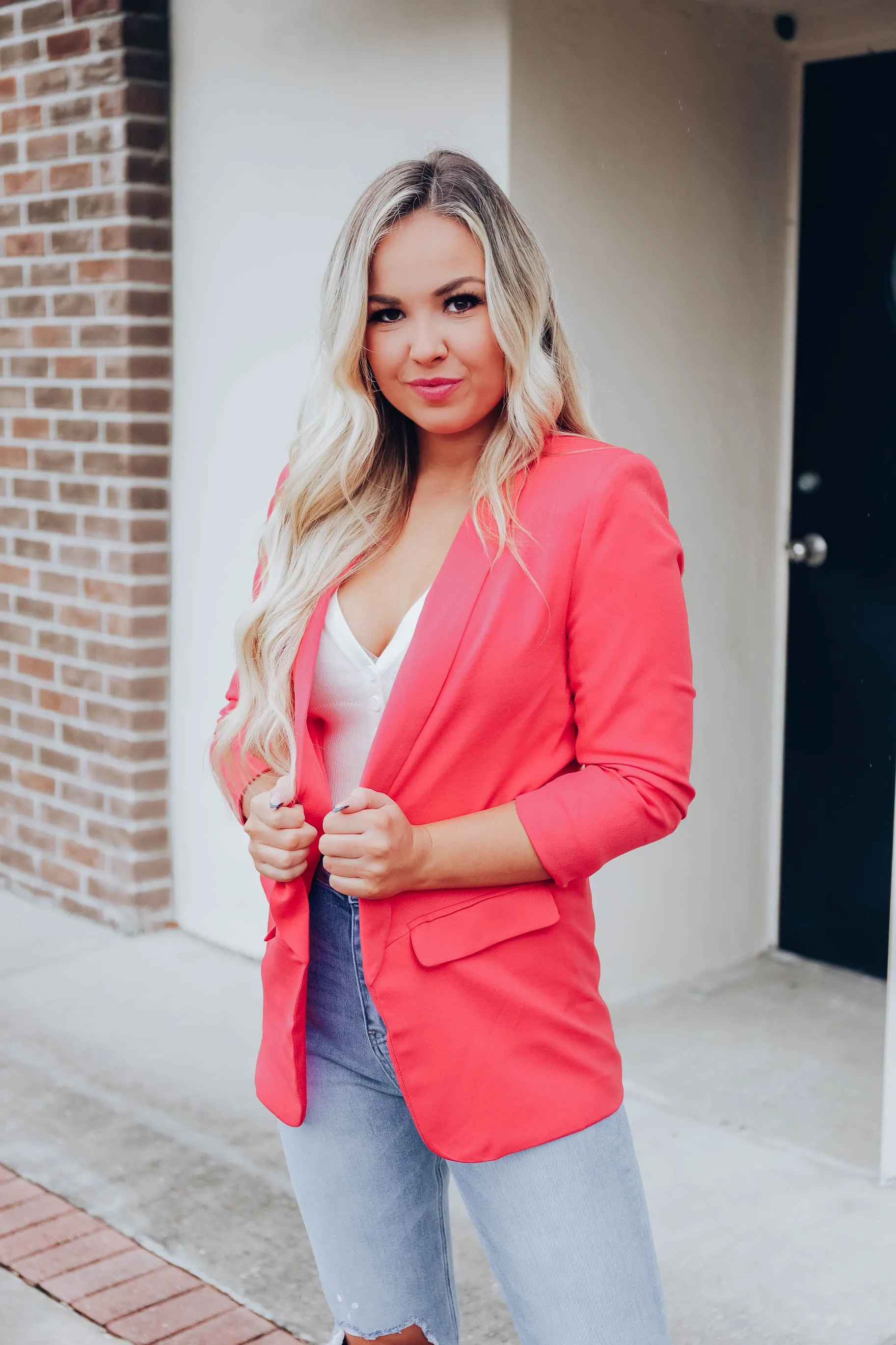 Urban Design Classic Blazer - Coral Pink S-3X
