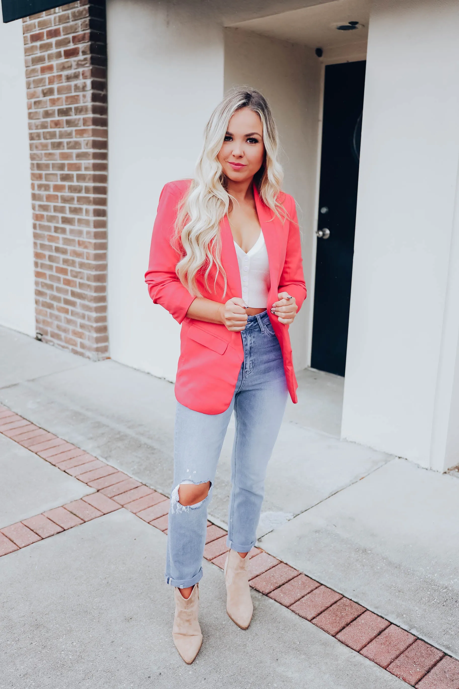 Urban Design Classic Blazer - Coral Pink S-3X