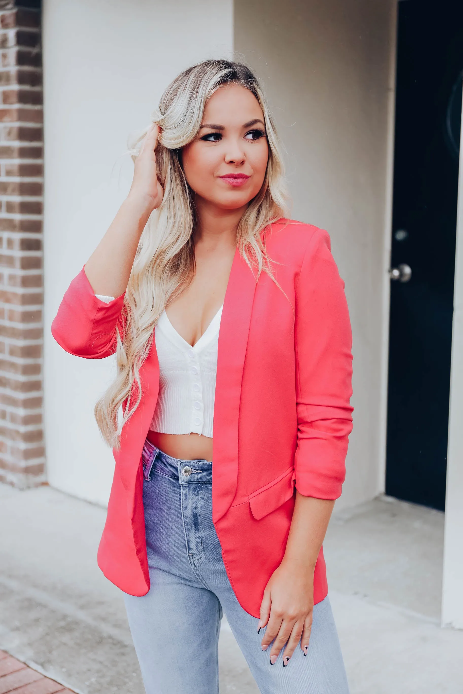 Urban Design Classic Blazer - Coral Pink S-3X
