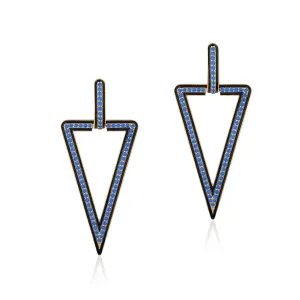 V Enamel Earrings with Pave Sapphires