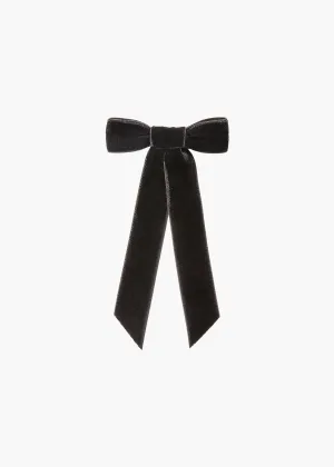 Velvet Bow Barrette -- Black