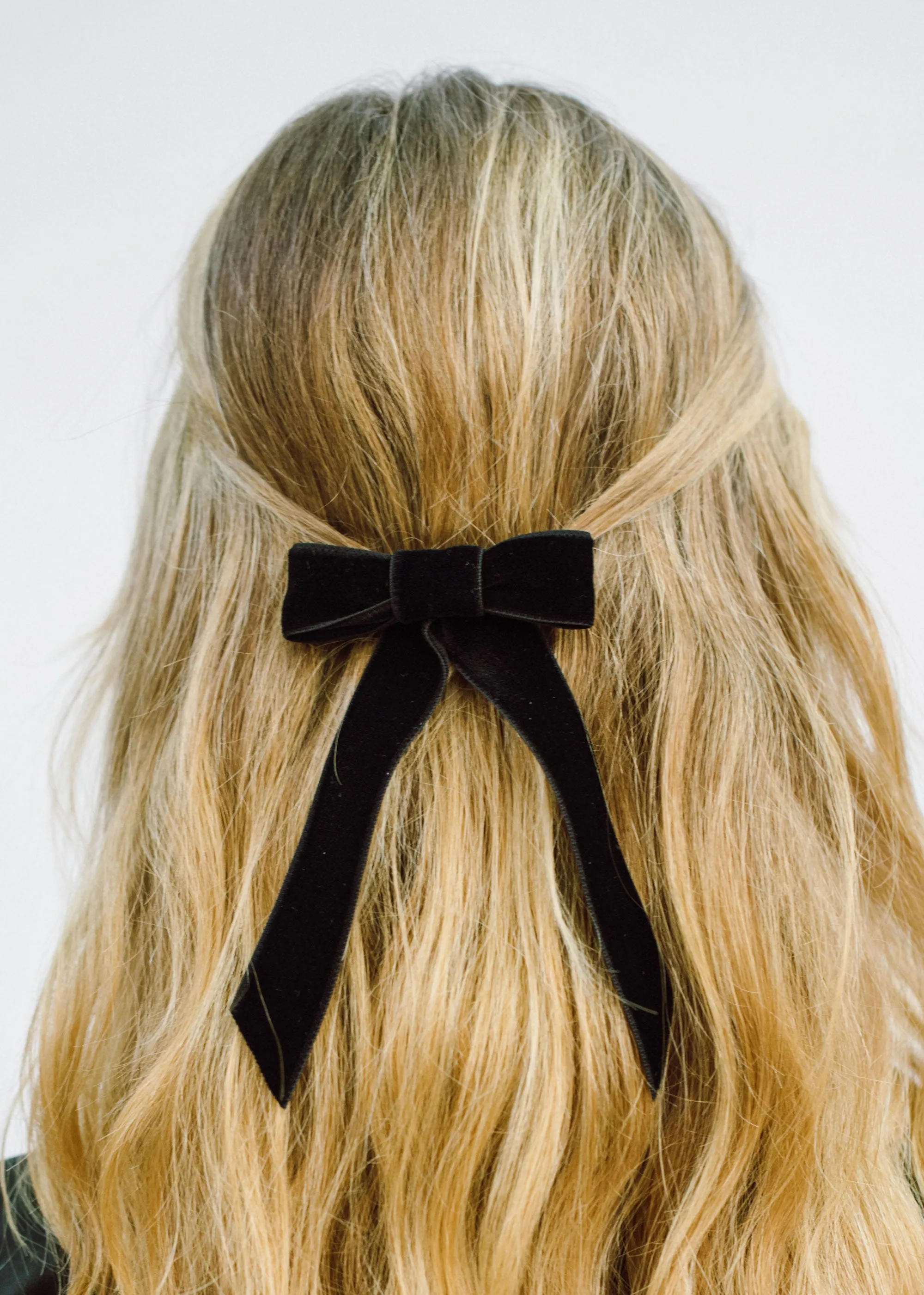 Velvet Bow Barrette -- Black