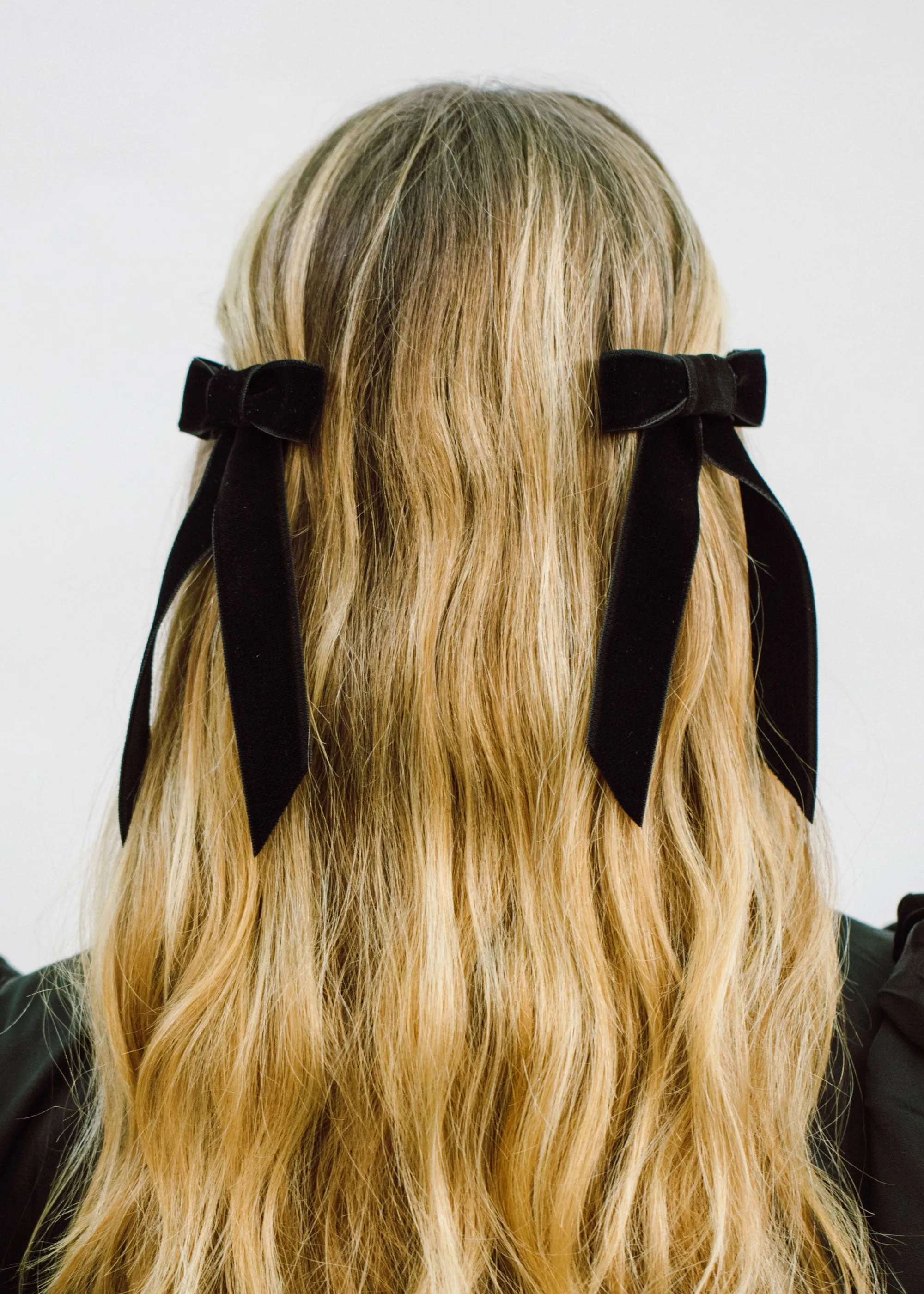 Velvet Bow Barrette -- Black