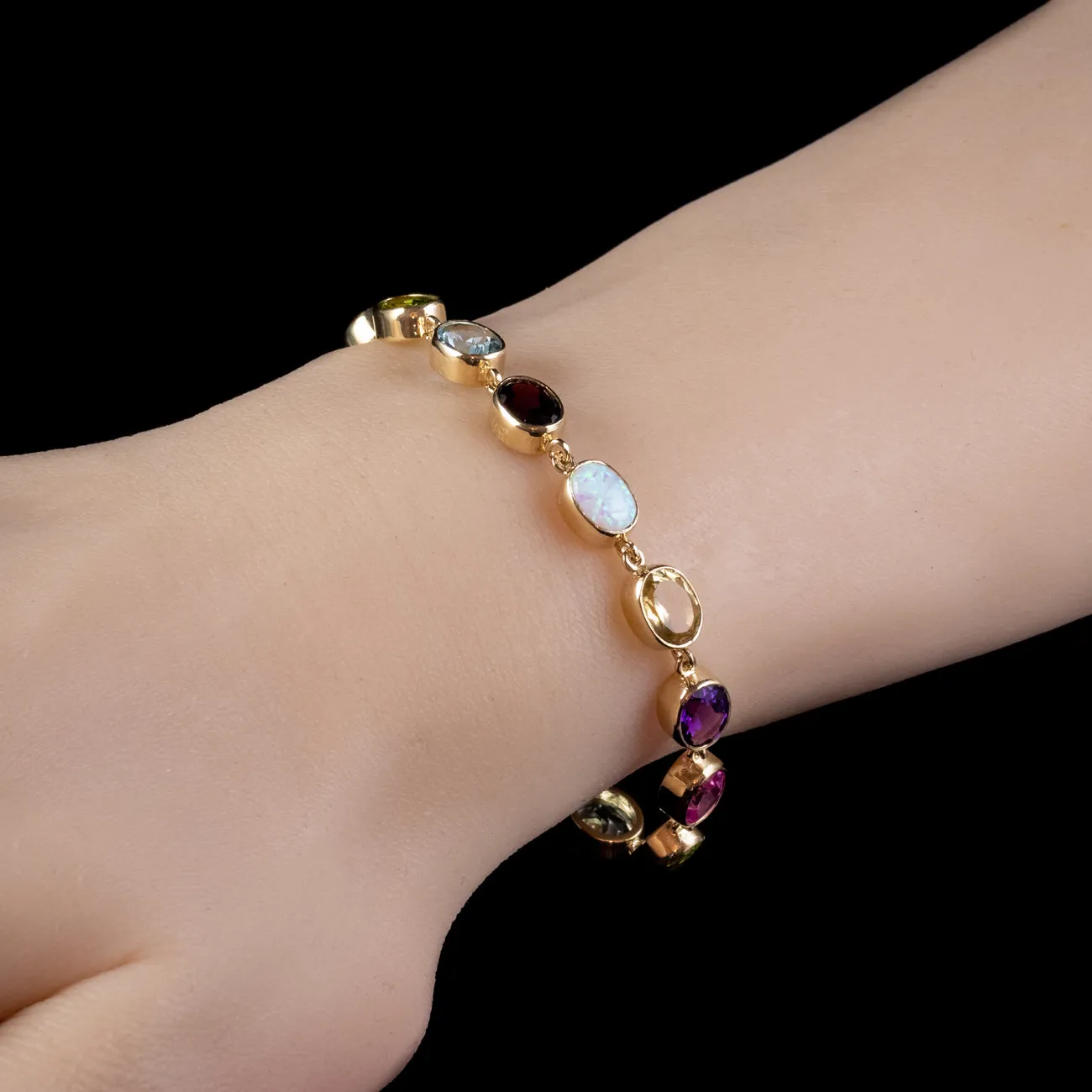 Victorian Style Gemstone Bracelet 9ct Yellow Gold