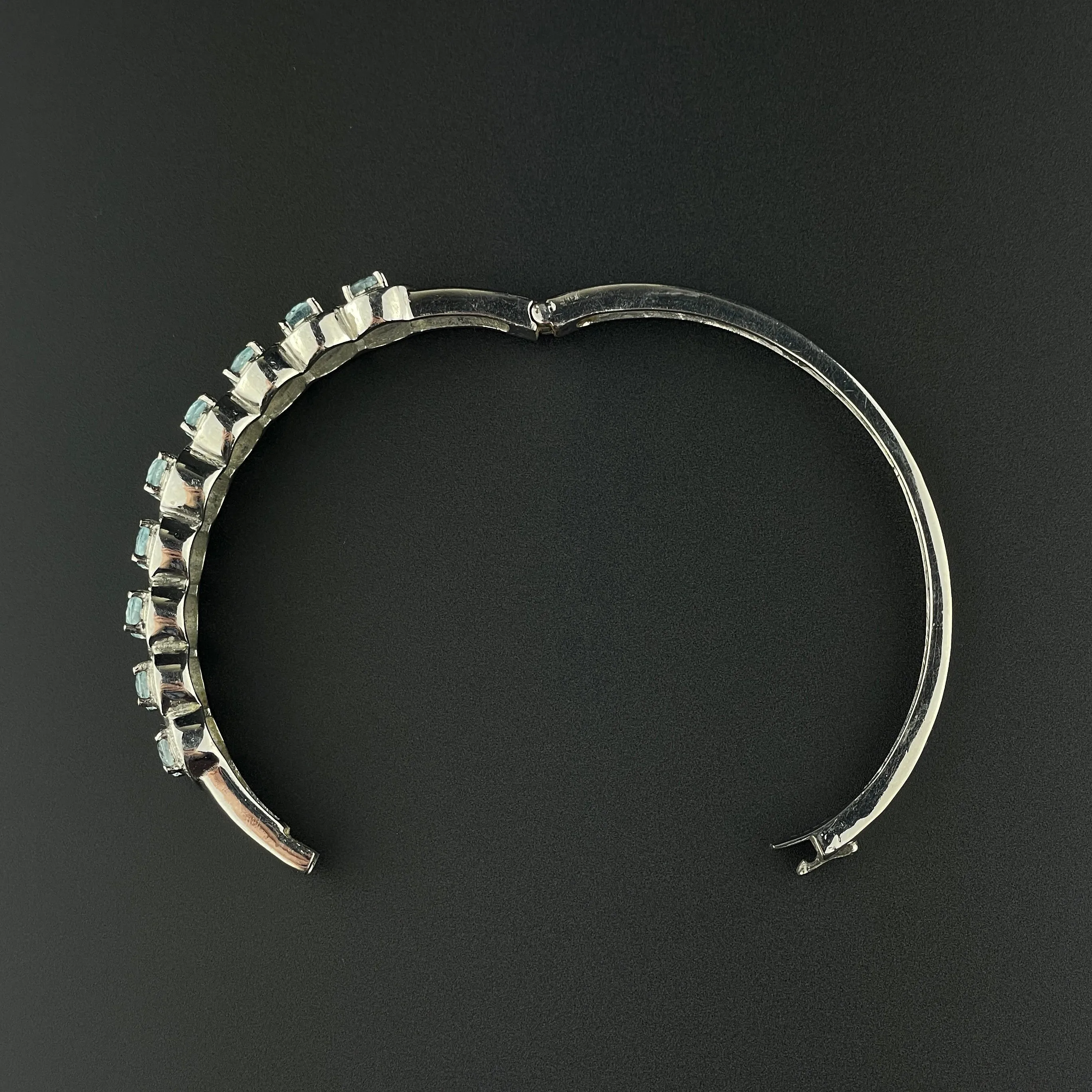 Vintage Silver Blue Topaz Bangle Bracelet