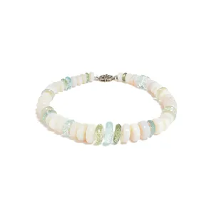 White Crystal Opal, Aquamarine & Green Beryl Necklace
