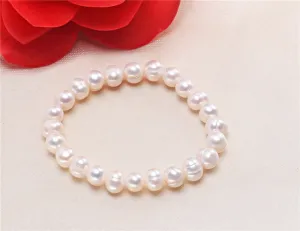 White Freshwater Baroque Pearl Strand Bracelet