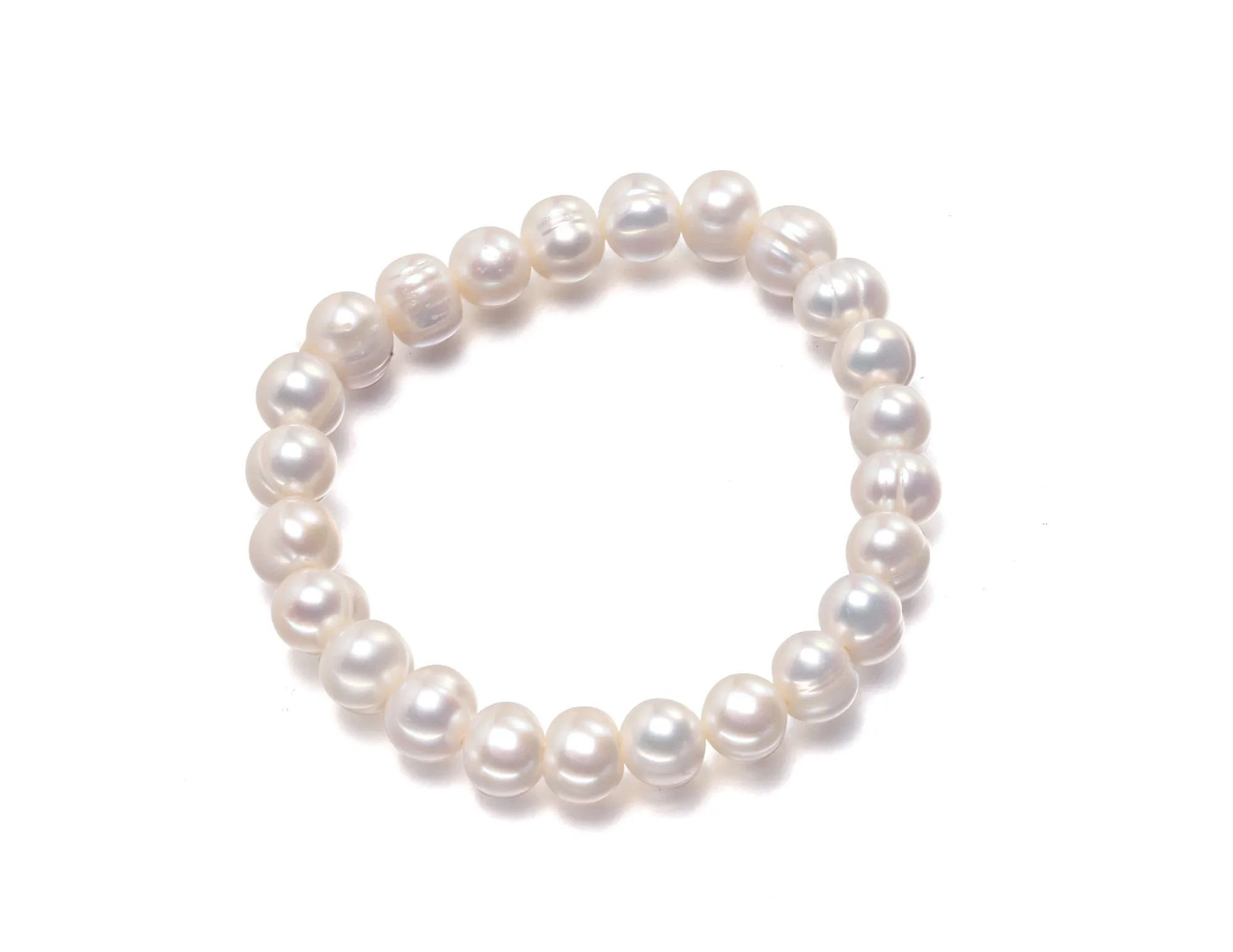 White Freshwater Baroque Pearl Strand Bracelet