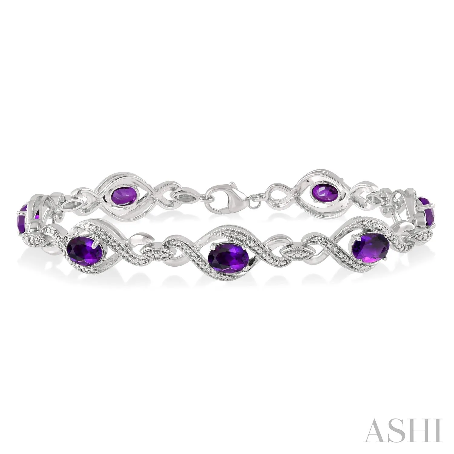White Gold Amethyst Diamond Bracelet